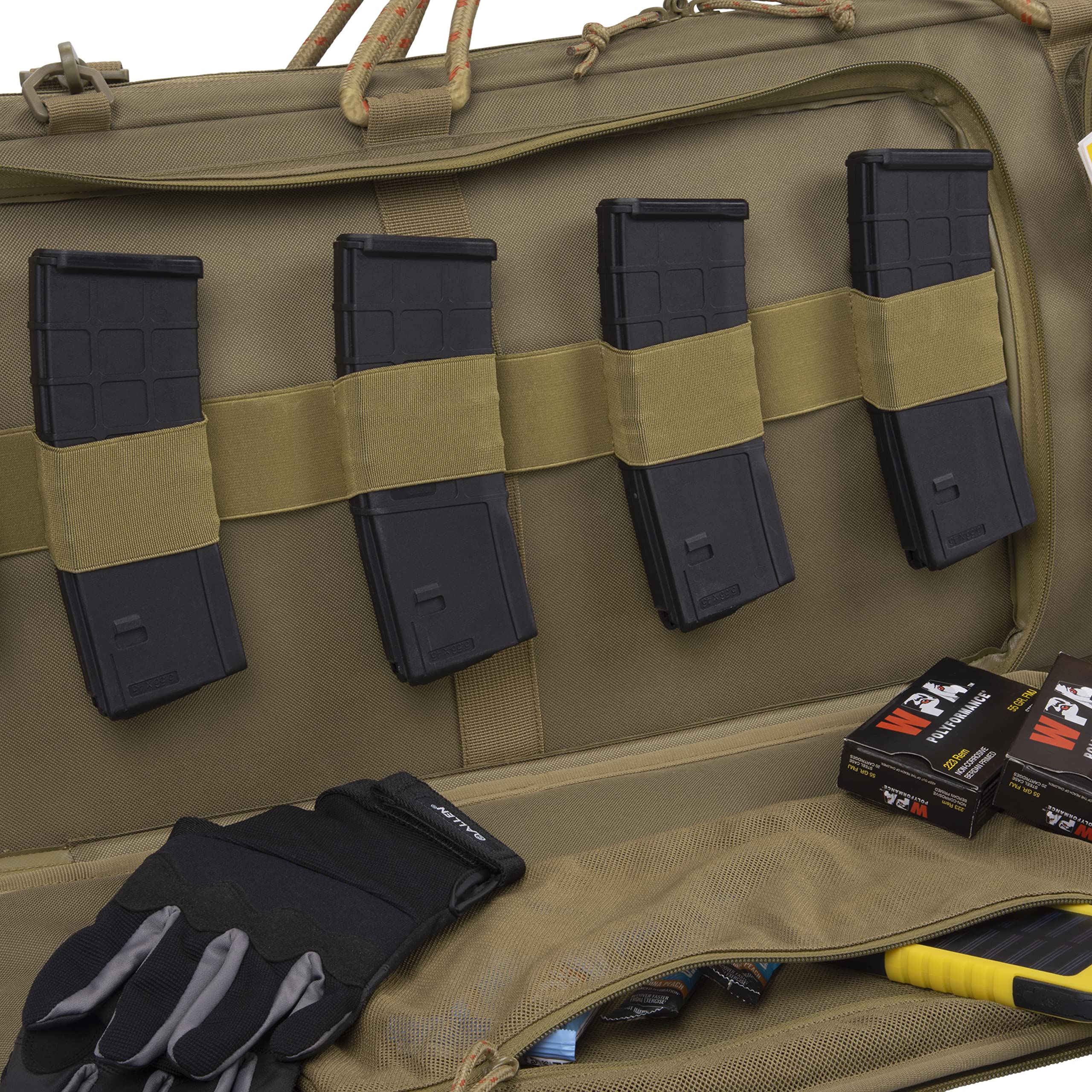 Tac-Six™ 38" Lockable 2-Firearm Unit Gun Case, Laser Cut Molle Front, Coyote