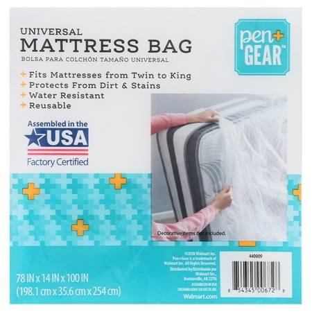 Pen + Gear Universal Mattress Bag, Fits All Bed Sizes from Twin to King, Moving Supplies, Plastic, Clear