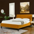 thumbnail image 5 of Aspen Vertical Tufted Headboard Platform Bed Set Queen Rich Yellow Velvet, 5 of 16