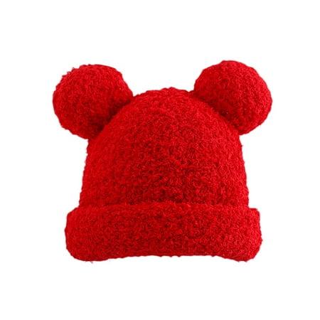 

Seyurigaoka Baby Cap Lamb Velvet Curling Double Wool Ball Dotted Lovely Hat