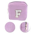 thumbnail image 4 of Unique Bargains 1 Pc Letter F Pattern Makeup Bag for Travel Pink Purple Corduroy, 4 of 6