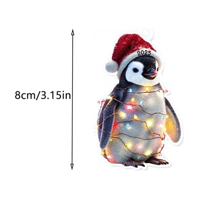 Acrylic 2D Christmas Tree Ornaments – Round Festive Holiday Decor with Attached Ribbon, 1 Piece