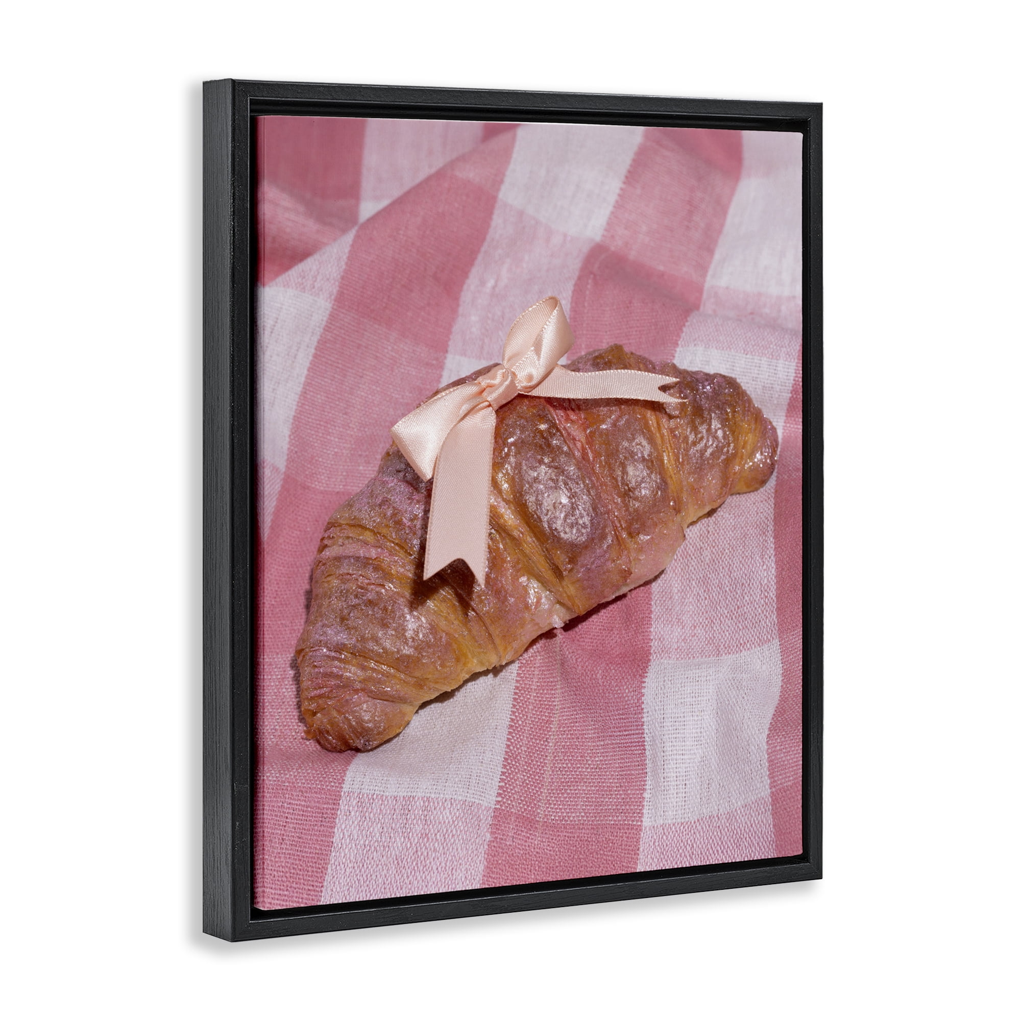 Stupell Industries Glam Ribbon Croissant Black Framed Floater Canvas Wall Art, design by LISH Creative