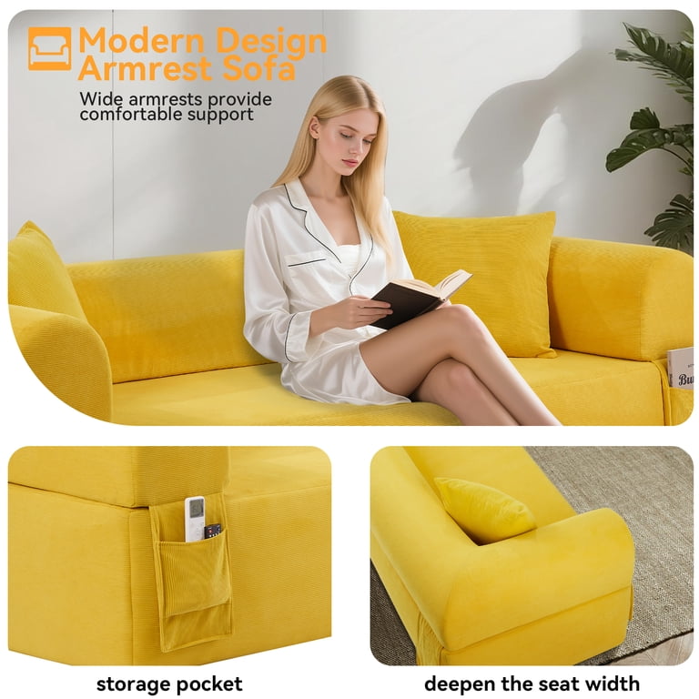 Modern 2-Seater Sofa in A Box, No Assembly Deep Loveseat Couch 