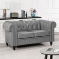 thumbnail image 2 of Naomi Home Chesterfield Sofa Set Living Room Chair Juegos Leather Couch Sofa Chair for Bedroom Modern Chesterfield Tufted Leather Chair Leather Sofas for Living Room (3 Piece Sofa Set)-Color:Gray,Fabr, 2 of 10