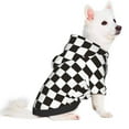 thumbnail image 2 of Fotbe Black and White Checkerboard Print Small Dog Sweater Hoodies Pet Grey Hooded Soft Fleece Sweatshirts with Pocket Fall Winter Puppy Cat Sweaters Warm Clothes-Medium, 2 of 7