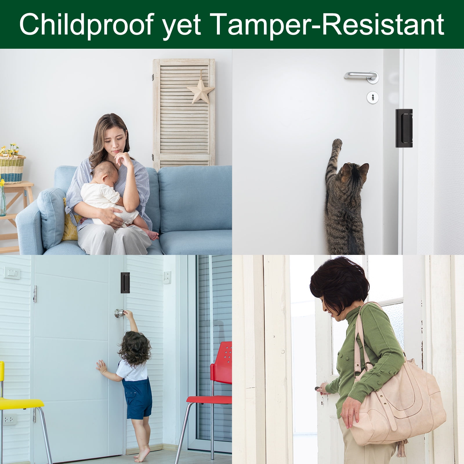 Uxcell 2 Pcs Home Security Door Lock, Child Proof Door Reinforcement Lock Latch, Upgraded Safety Night Lock Extra Protective Door Lock for Inward Swinging Door, Silver