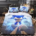 thumbnail image 2 of Juego de funda nórdica Sonic The Hedgehog Juego de cama de 3 piezas Personaje de dibujos animados con fundas de almohada Fundas de edredón para adolescentes Adultos Doble, 2 of 4
