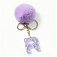 thumbnail image 4 of CaiYueKe 26 Letter Initial Keychain with Purple Pom Poms - Velvet Pendant Charm for Backpack Purse, Alphabet Jewelry Gift for Women Men Friends Holiday Party Decoration, 4 of 6