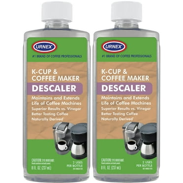Kuerig and Coffee Machine Descaler For Cleaning Coffee Maker, Better Tasting Coffee by Urnex - 2 Pack