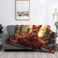 thumbnail image 2 of Goofa Maple Leaf Meditating Fox Pattern Fleece Throw Blanket for Couch, Soft Checkered Flannel Blanket for Sofa, Warm Cozy Decorative Blanket Fall Decor Gift-60"x50", 2 of 6