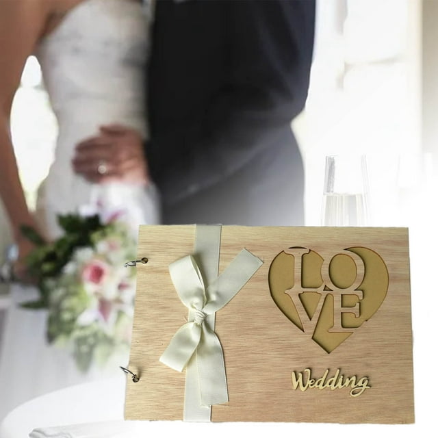 TIELUTT Wedding Guestbook Wooden Wedding Guestbook Album Message Notebook for Wedding Stationery Pens Organizer Stationery Pens Craft Table Easter Crafts for Adults Stationery Cards and Envelopes Set