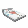 thumbnail image 3 of Ambesonne Cartoon Fitted Sheet & Pillow Sham Set, Words Hot Air Balloon, Twin, Coral Sky Blue, 3 of 3