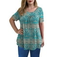 thumbnail image 2 of VERABENDI Women's Plus Size Tunic Tops Short Sleeve Casual Lace Pleated Shirts Summer Blouses,M-4XL, 2 of 4