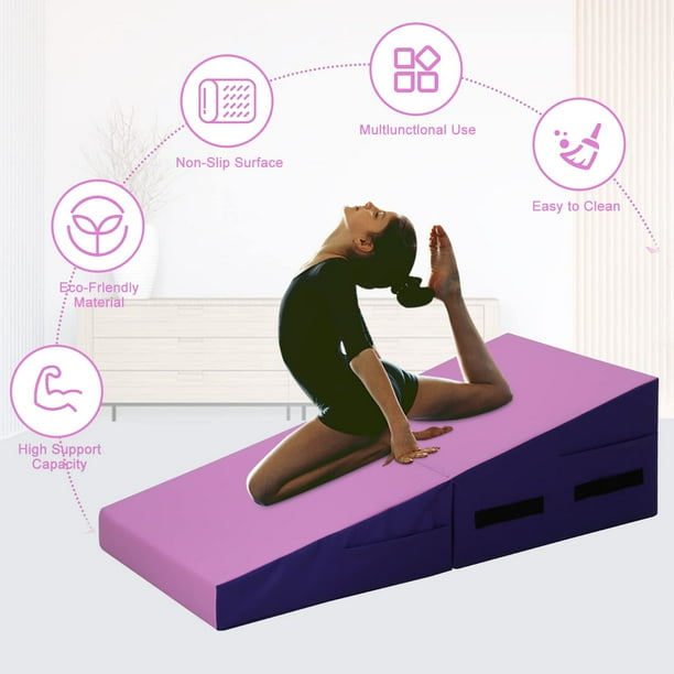 Matladin Tapis De Gymnastique Incliné (fromage) Pour Enfants - Violet/rose - 83 X 61 X 34 Cm - Mousse EPE, Housse PU - Pour Entraînement Maison, 2-4 Ans