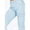 thumbnail image 3 of Lilac Sunset Women’s High-Rise Straight Leg Cargo Jeans, Classic Fit, Light Blue, Juniors Sizes 1–15, 3 of 6