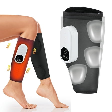 Cordless Leg Massager, Calf Leg Compression Massager for Circulation with 3 Heat Levels 3 Modes & Intensities, Air Compression Wraps for Calves for All Size, Relives Muscle Ache Fatigue, 2Pcs