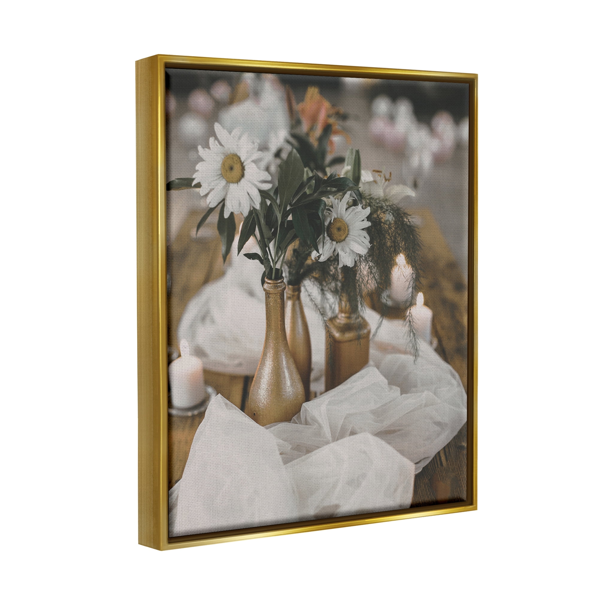 Stupell Industries Rustic Floral Still Life Botanical & Floral Photography Gold Floater Framed Art Print Wall Art, 17 x 21