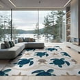 thumbnail image 2 of ODIKA 8'x10' Washable Area Rug Nautical Beachy Ocean Underwater Teal Navy Swimming Creatures for King Size Bedroom Under Bed, Master Suite, Non-Shedding, Easy Care, 2 of 7