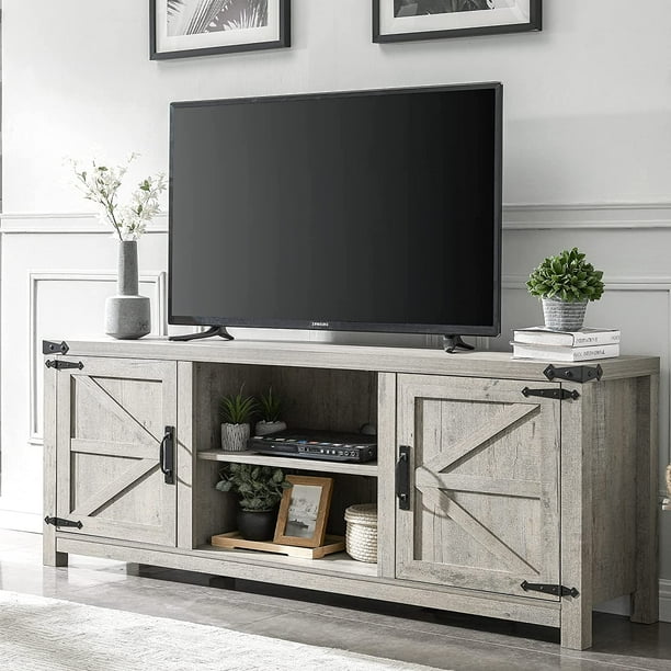 OKD Farmhouse TV Stand for TVs up to 75 inches, Wood Modern