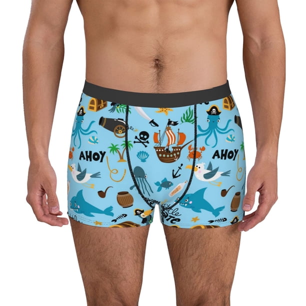 Balery Animal Pirate Calzoncillos bóxer para hombre, ropa interior de algodón suave y transpirable con cinturilla de nailon-Medium