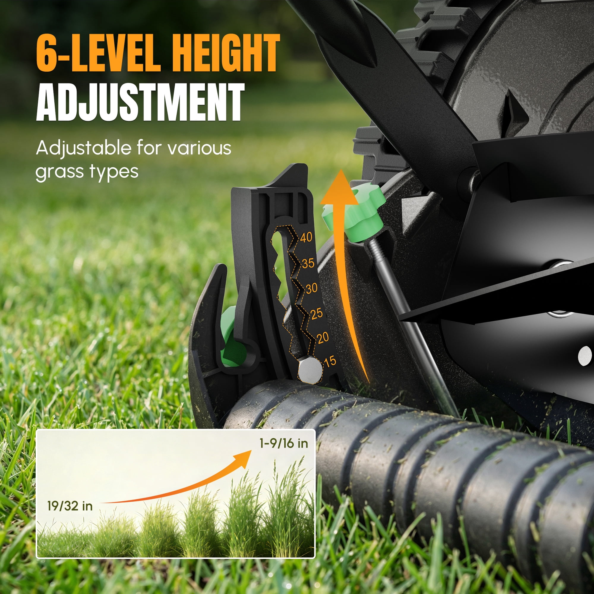 WORKPROX 16-inch Push Reel Lawn Mower, 5-Blade Manual Mower, Adjustable Height, 8-gallon Grass Catcher, for Lawn, Yard & Garden