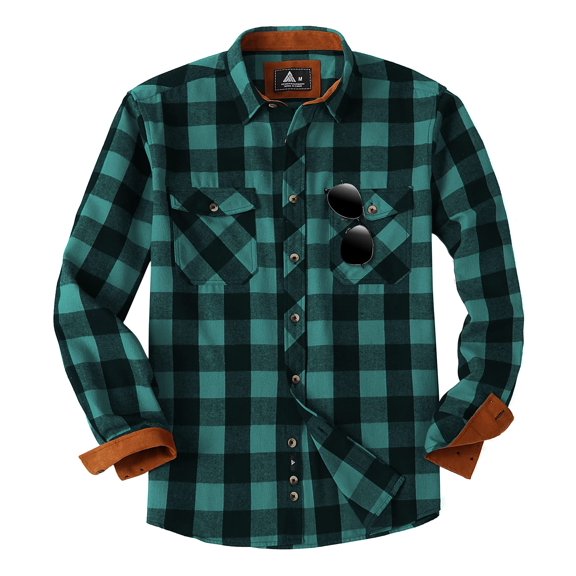 Geeksport Mens Flannel Shirts Long Sleeve Plaid Shirt for Men Casual Button Down Work Shirts