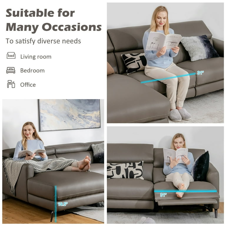 Nevio Leather Power Reclining Sectional Sofa Baci Living Room