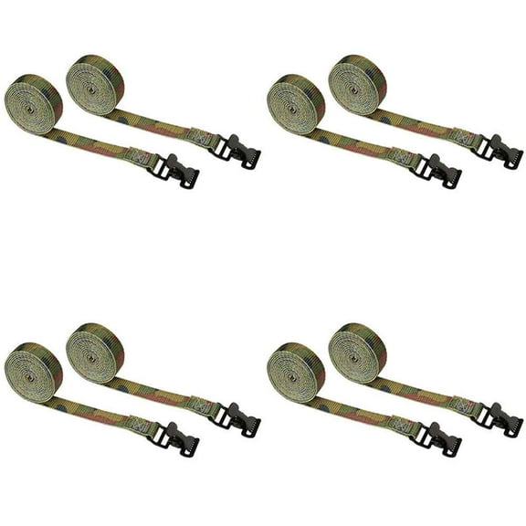 1" x 8' Camo Action Spring Buckle Strap - 8 Pack