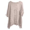 thumbnail image 5 of Feancey Womens Boho Blouse Roll Up 3/4 Sleeve Linen Tops Summer Casual Oversized Gauze T-Shirts Comfort Breathable Peasant Blouses with Pockets Khaki S, 5 of 9