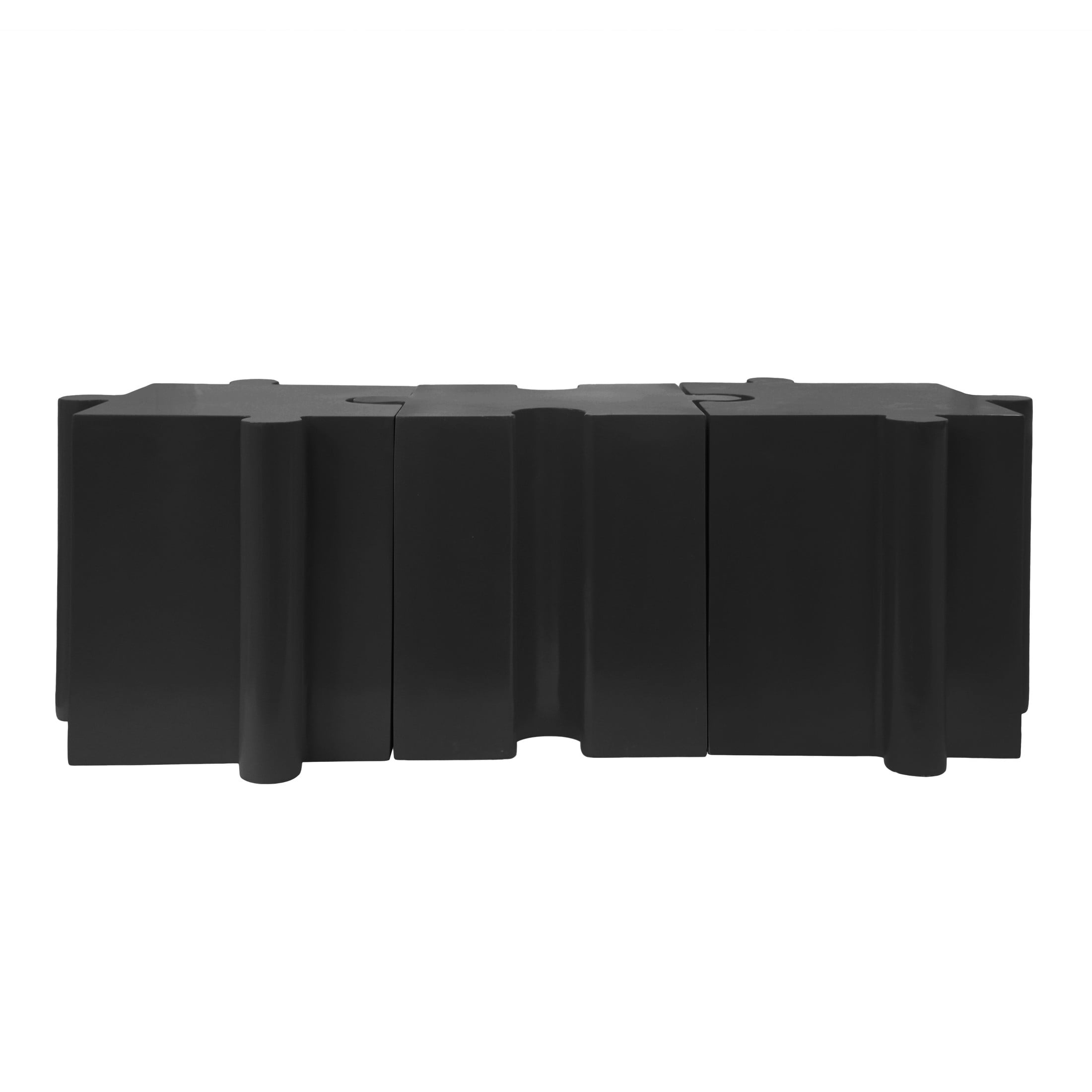 Christopher Knight Home 3-Piece Artistic Puzzle Table Set, 47" Modular Interlocking Design, Indoor Outdoor Use, Black