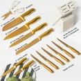 thumbnail image 2 of Styled Settings Gold Knife Set for Kitchen – 14-Piece Titanium-Coated Blades with Etched Leaves Pattern, Ultra-Sharp Stainless Steel, Durable & Stylish Kitchen Knife Block Set, 2 of 7