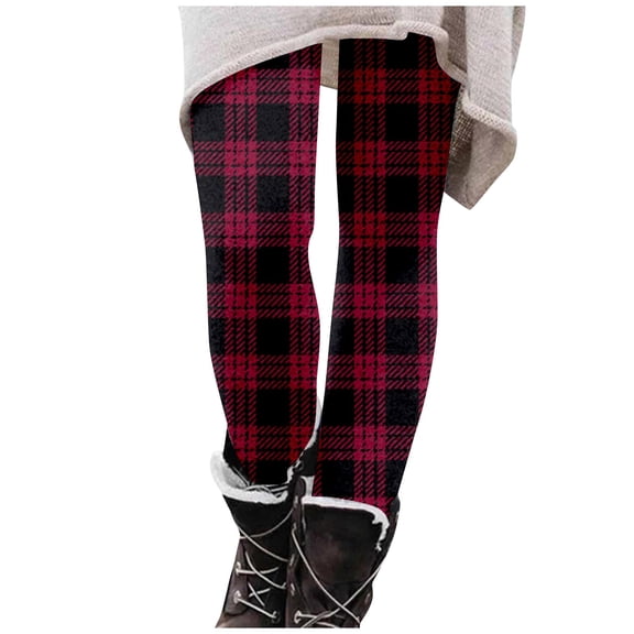 WERYOUNG Soft Women's Sweatpants Winter Women Plaid Printed Fashion Casual Long Pants Slim Fit Stretchy High Waist Leggings