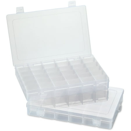 MEDca 36-Grid Clear Plastic Organizer, Pack of 2 – Bead & Hang-Tab Storage Box
