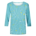 thumbnail image 4 of Dasayo Women Tops Loose Sky Blue 3/4 Sleeve Crewneck Graphic Prints Blouses Women's T Shirts XXXL, 4 of 9