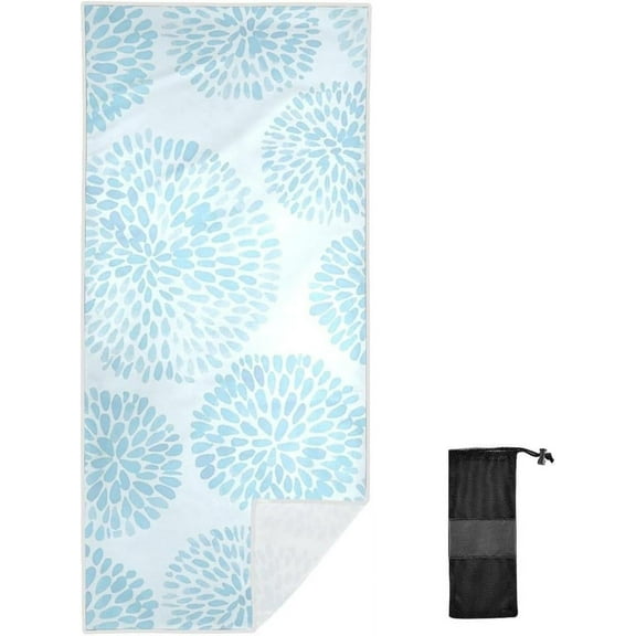Coolnut 30"x60" Beach Towel with Travel Bag, Blue Floral Oversized Sand Free Beach Blanket Quick Dry Pool Bath Camping Towels for Travel