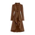 thumbnail image 2 of Blmnix Adjustable Waist Coats for Women Poncho Y2k Jacket Womens Jackets Dressy Casual Tie Jacket Long Sleeve High-Low Brown Long Winter Coat, 2 of 7