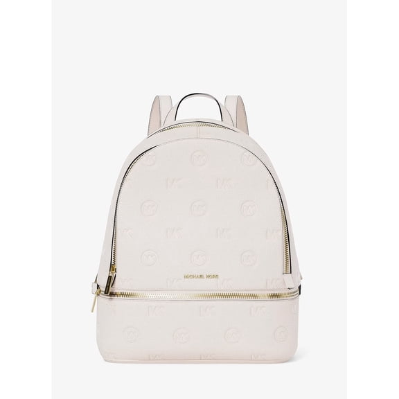 Michael Kors Rhea Medium Logo Debossed Backpack, Light Cream