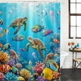 thumbnail image 2 of Ocean Sea Turtle Shower Curtain, Waterproof Shower Curtains for Bathroom, Blue Coastal Fish Coral Jellyfish Marine Life Washable Fabric Bathtub Curtain Set Bath Decor with 12 Hooks 48"x72", 2 of 8