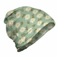 thumbnail image 1 of Floral Vintage Unisex Beanie, Daisies, Hiking Outdoors, Pistachio Green Ivory, by Ambesonne, 1 of 1