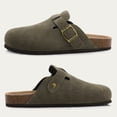 thumbnail image 3 of Comwarm-zapatillas de ante para hombre y mujer, zuecos con plantilla de corcho, sandalias con soporte de arco, toboganes de playa al aire libre, zapatos para el hogar, 3 of 5