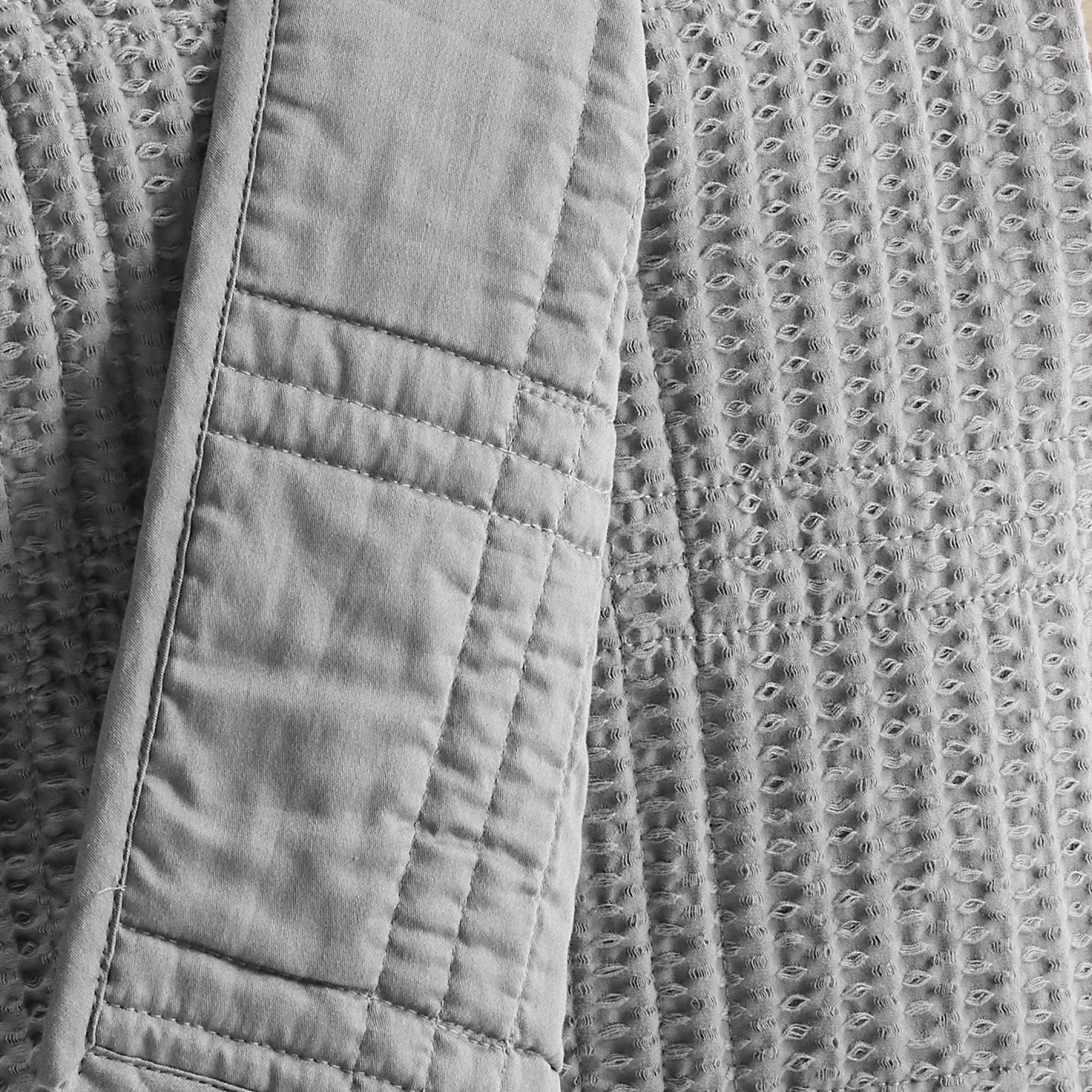 Levtex Home - Cloud Waffle Quilt Set - Full/Queen Quilt and Two Standard Shams - Waffle Textured - Grey - Quilt (88x92in.) and Shams (20x26in.) - Reversible - Cotton
