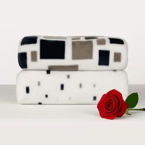 SHUBOZY King Size 2-Ply Reversible Korean Mink Blanket – Heavy  Plush Fleece, Silky Soft & Warm Bedding Throw, Luxury Geometric Pattern for Bedroom Winter Decor