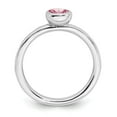 thumbnail image 2 of 925 Sterling Silver Stackable Expressions Low 5mm Round Pink Tourmaline Ring Size: 8; for Adults and Teens; for Women and Men, 2 of 5