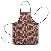 Red Christmas Collage Pattern Kids Aprons for Girls and Boys,Adjustable Neck Strap Toddler Aprons for Kids Cooking Baking