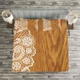 thumbnail image 3 of Ambesonne Shabby Flora Quilted Bedspread Set 3 Pcs, Lace Wooden Retro, King Size, Pale Caramel White, 3 of 3