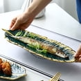 thumbnail image 3 of Graflsoa Elegant Gold-Rimmed Ceramic Feather Tray for Jewelry, Desserts, and Snacks – Large White Decorative Dish, 3 of 7