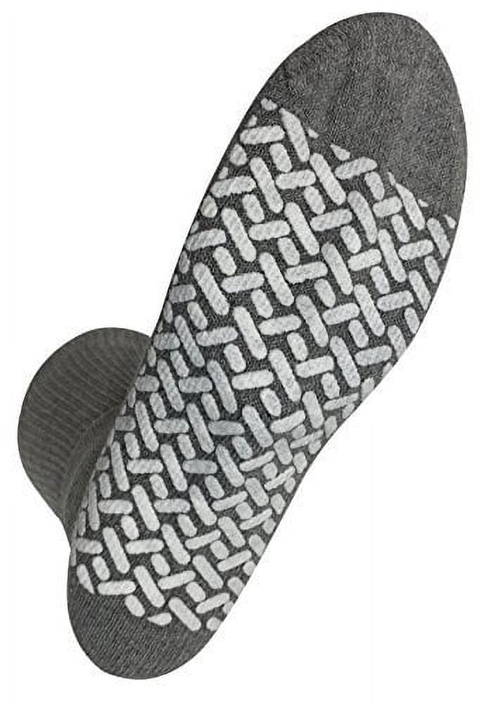 Diabetic Socks Non Skid Hospital Loose Fitting Slipper Socks With Gripper Bottoms 2 Pack Savings Gripper socks (13-15, Gray)