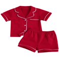 thumbnail image 1 of Toddler Baby Satin Silk Pajamas Set  Button-Down 2-Piece Sleepwear PJs for Kids, 1 of 6