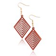 thumbnail image 3 of Howard's Samira Lightweight Burgundy Diamond Wood Drop Earrings for Women, 3 of 4